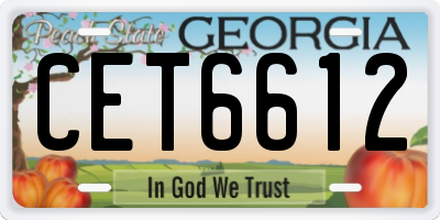 GA license plate CET6612