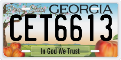 GA license plate CET6613