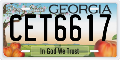 GA license plate CET6617