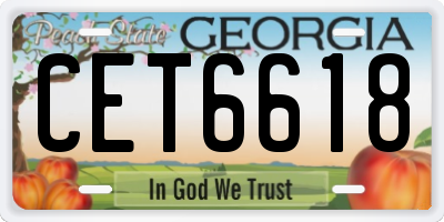 GA license plate CET6618