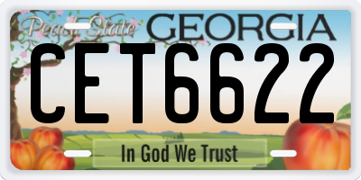 GA license plate CET6622