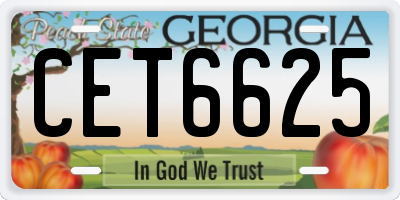 GA license plate CET6625