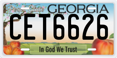 GA license plate CET6626
