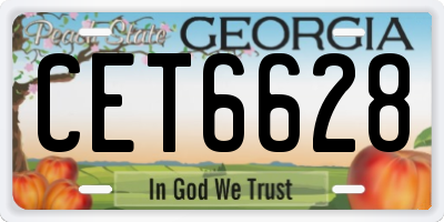 GA license plate CET6628