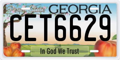 GA license plate CET6629
