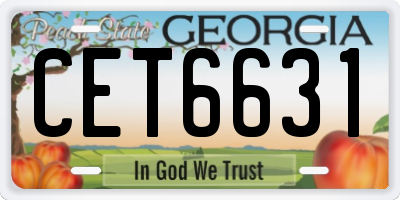 GA license plate CET6631