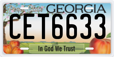 GA license plate CET6633