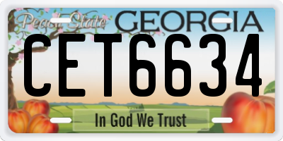 GA license plate CET6634