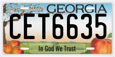 GA license plate CET6635