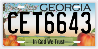 GA license plate CET6643