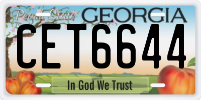 GA license plate CET6644