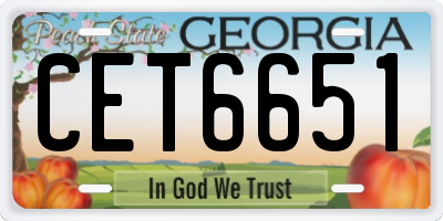 GA license plate CET6651