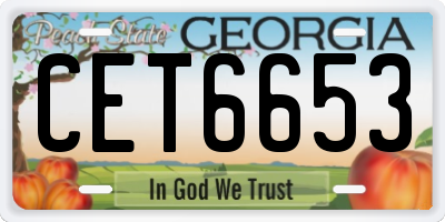 GA license plate CET6653