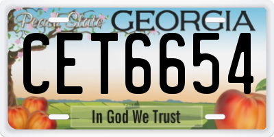 GA license plate CET6654