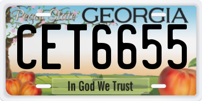 GA license plate CET6655