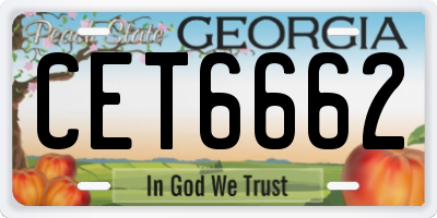 GA license plate CET6662