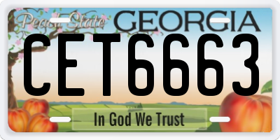 GA license plate CET6663