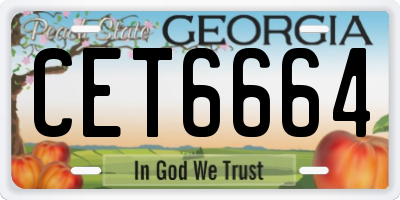 GA license plate CET6664