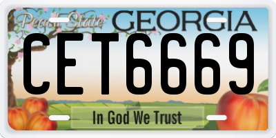 GA license plate CET6669
