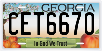 GA license plate CET6670