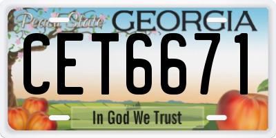 GA license plate CET6671
