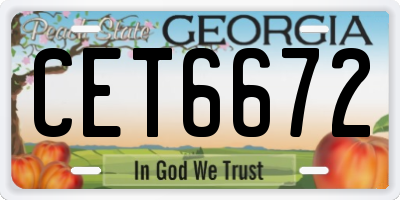 GA license plate CET6672