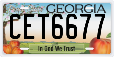 GA license plate CET6677