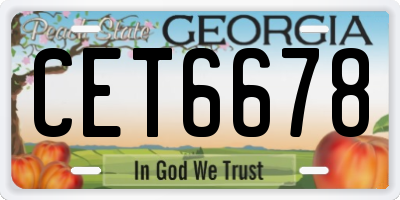 GA license plate CET6678