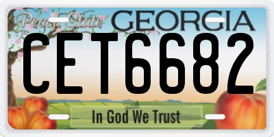 GA license plate CET6682