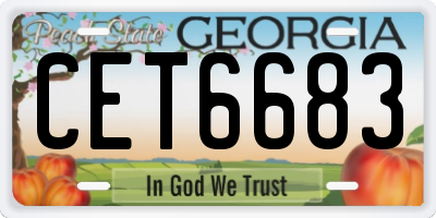 GA license plate CET6683