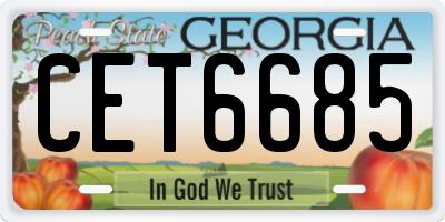 GA license plate CET6685