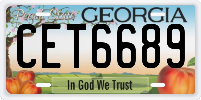 GA license plate CET6689