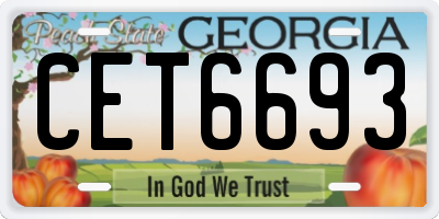 GA license plate CET6693