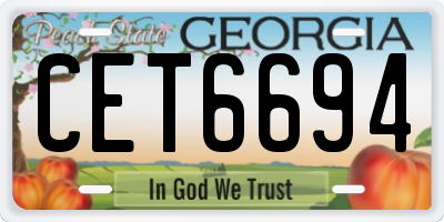 GA license plate CET6694