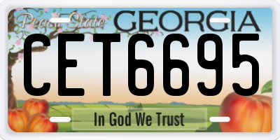 GA license plate CET6695