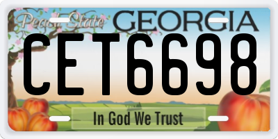 GA license plate CET6698