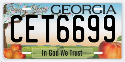 GA license plate CET6699