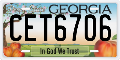 GA license plate CET6706