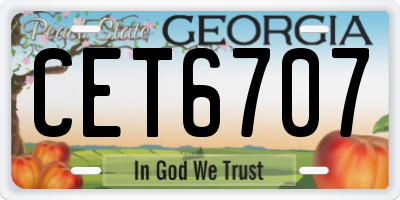 GA license plate CET6707