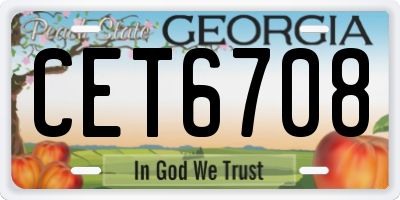 GA license plate CET6708