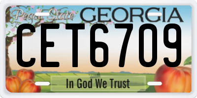 GA license plate CET6709