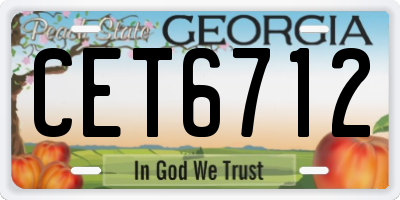 GA license plate CET6712