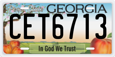 GA license plate CET6713