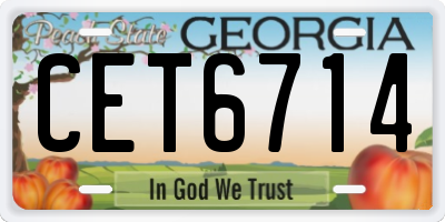 GA license plate CET6714