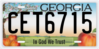 GA license plate CET6715