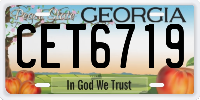 GA license plate CET6719