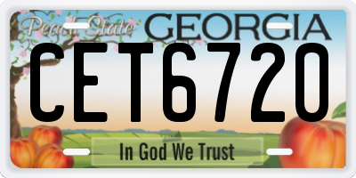 GA license plate CET6720