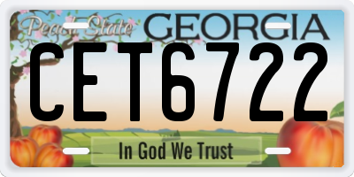 GA license plate CET6722