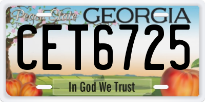 GA license plate CET6725