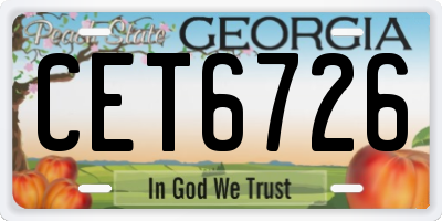 GA license plate CET6726